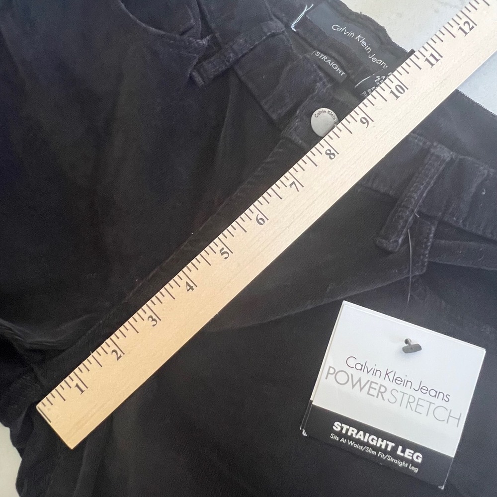 Calvin Klein Black Corduroy Pants Straight Leg Power Stretch Womens Size 8 NWT - Picture 5 of 11